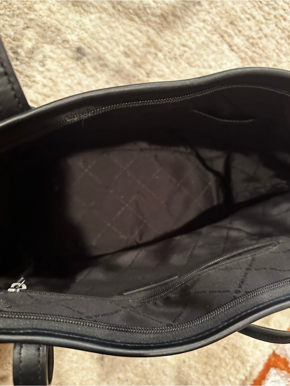 Michael Kors Black MK Embossed Logo Tote - Picture 7 of 7